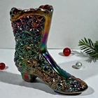 Fenton Amethyst  Carnival Glass  Boot Toothpick  Holder Button + Daisy Vintage