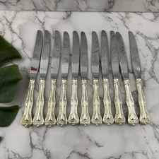 National Silver Co Queen Elizabeth Silverplate Modern Hollow Knife Set of 11 Vtg