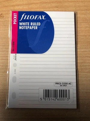Filofax Pocket size White Ruled (Lined) Notepaper Refill 213008 d489