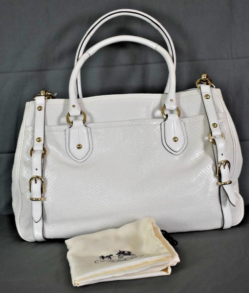 Pre Owned COACH Embossed Exotic Python Sierra Whi… - image 10