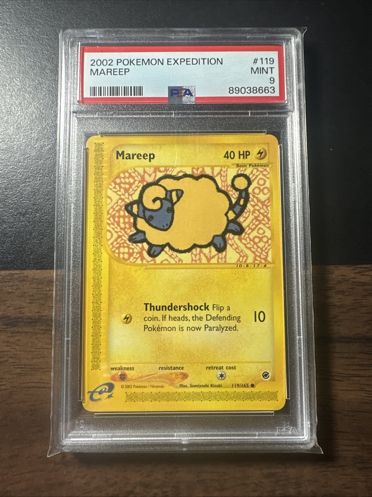 PSA 9 MINT Mareep 119/165 Pokemon 2002 Expedition Card