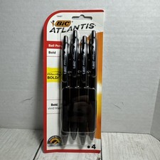 BIC Atlantis Velocity Bold Retractable Ball Pen, Bold Point, 4 Count, Black