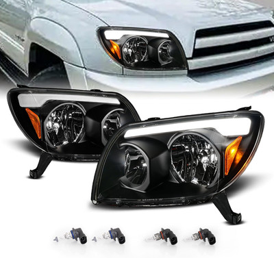 for 2003-2005 Toyota 4Runner Sport SUV LED Tube Bar Black Replacement Headlights