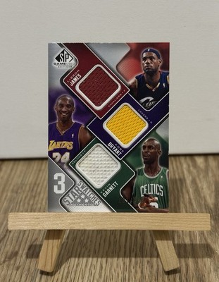 2009-10 LEBRON JAMES KOBE BRYANT KEVIN GARNETT UDC SP GAME USED 3 STAR 191/299