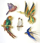 Gold Tone Multicolor Enamel Bird Brooches 36.9g — photo 1