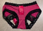 Sexy Satin Lace Trim Open Back Panties M — photo 1