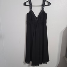 Davids Bridal Black Beaded Strap V Neck A Line Dress Size 6