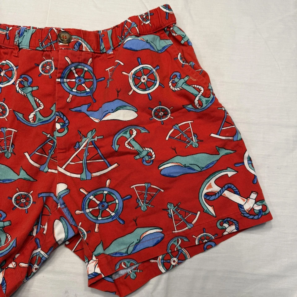 Chubbies Shorts Mens Medium Red Nautical Whale Anchor Beach Cotton Made USA - Image 2 of 4