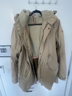 Scotch and Soda Beige Cotton Parka Jacket Coat Size Large Men's Full Zip
