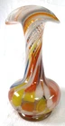 Vintage 12" Rainbow Swirl Art Glass Vase Jack in the Pulpit Flare Murano Style