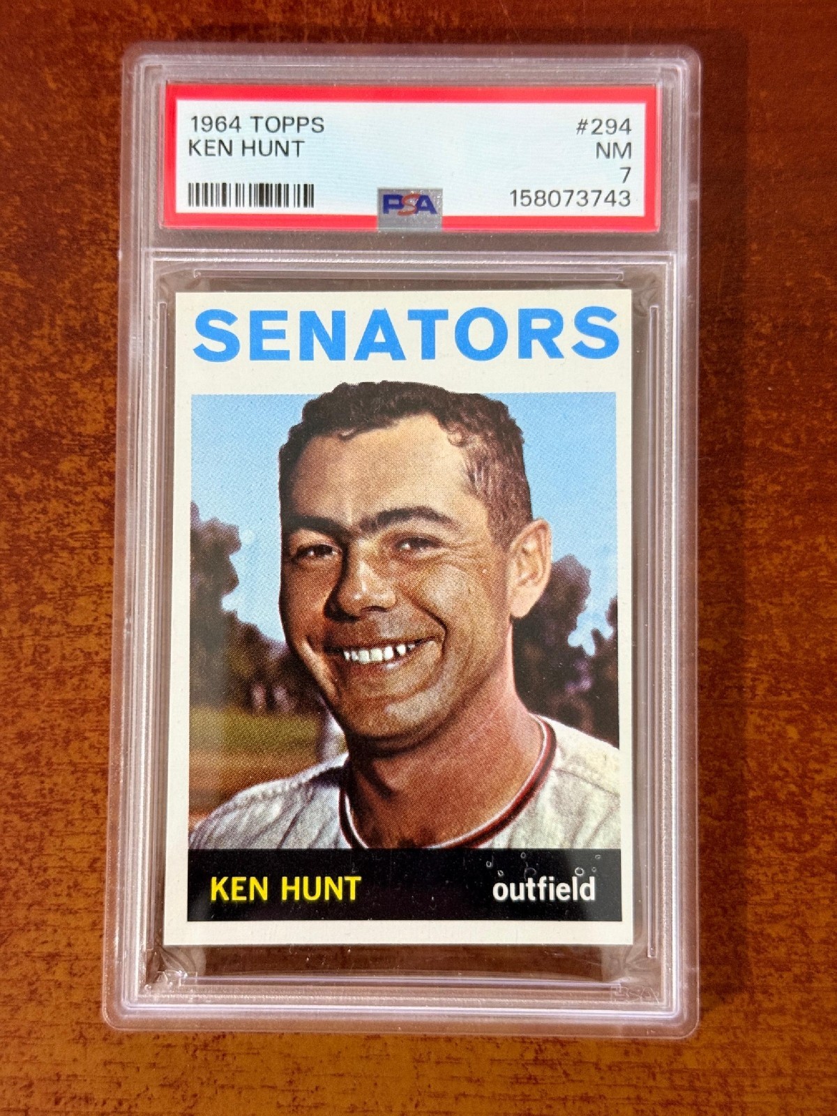 1964 Topps Ken Hunt #294 Washington Senators PSA 7 NM Vintage Baseball Card view 1