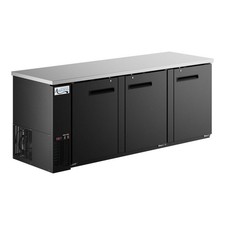 90" Black Counter Height Solid Door Back Bar Refrigerator with LED Lighting