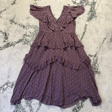 Asos Design Dress Womens Sz 18 Mauve Purple Open Back Lace Insert Tiered