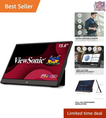 15.6 Inch Slim IPS Monitor with Built-in Speakers & Protective Case - Black