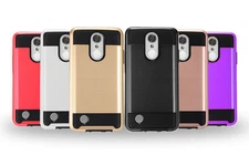 For Cricket LG LG Fortune LV3 Case Metal Brush Design Slim Shockproof Case Cover