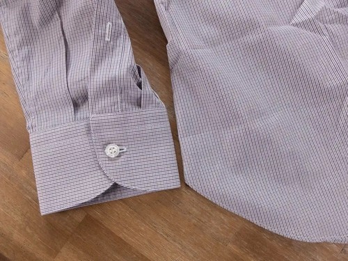 RAFFAELE CARUSO gray round collar plaid cotton dress shirt Size 42 / 16.5 Italy - Picture 3 of 4