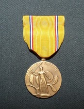 Original USA Full-Sized WW2 American Defense Medal - slot sewn brooch, pinback