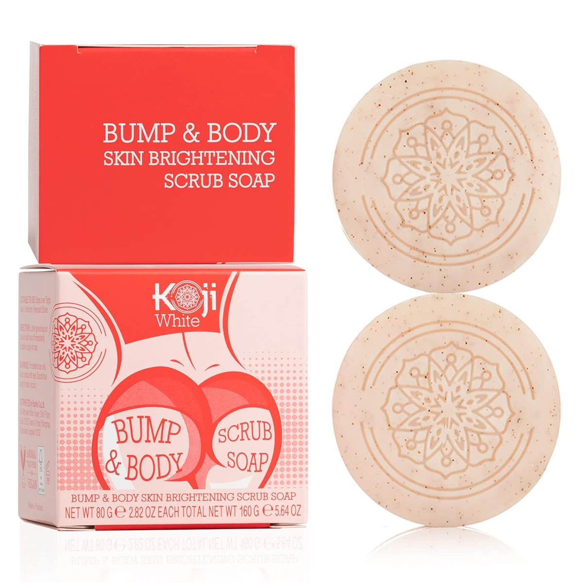 Koji White Kojic Acid Bump Eraser Body Scrub Soap for Exfoliation Butt,  Elbow, U