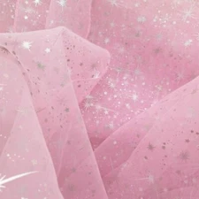 Premium Star Bursts Sheer Organza Fabric – 58/60” Wide for Sewing & Event Decor