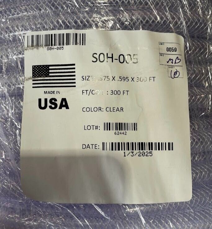 3/8" Clear Vinyl Braided Hose Reinforced Food Grade Tubing S0H-005 Kentak 5ft