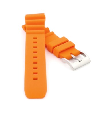 Premium Silikon Taucher Uhrenarmband Modell Spiro orange 22 mm