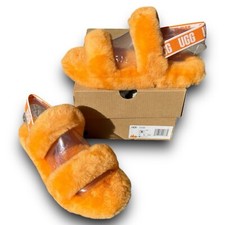 UGG - Oh Yeah Slide Sandal Fluffy Strap - Big Kids Girl  s Size 4 - Orange