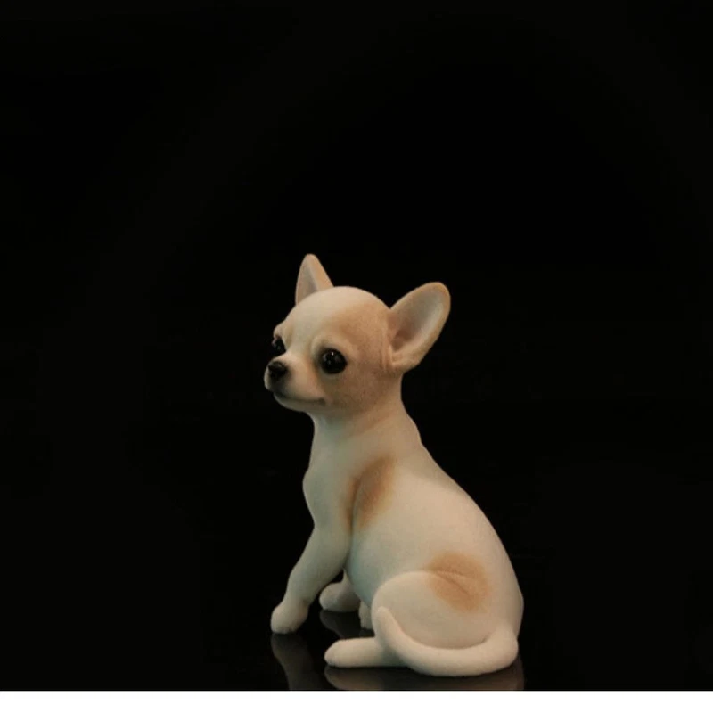 2.3" Simulación Chihuahua Modelo Mini Animal Perro Estatua Escritorio Decoración Foto 4 de 4