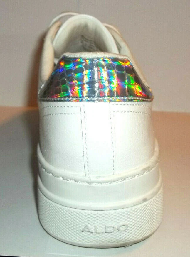 Aldo White Iridescent Lace Up Tennis Shoes Sneakers Size 8 M eBay
