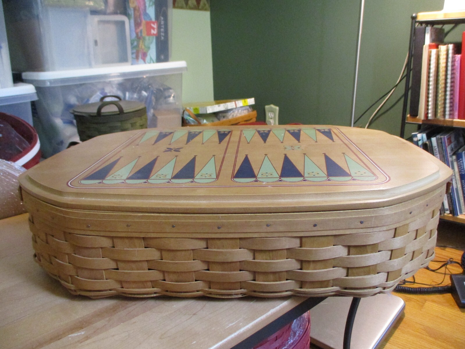 Longaberger ALL IN ONE GAME Basket for Chess Checkers Backgammon