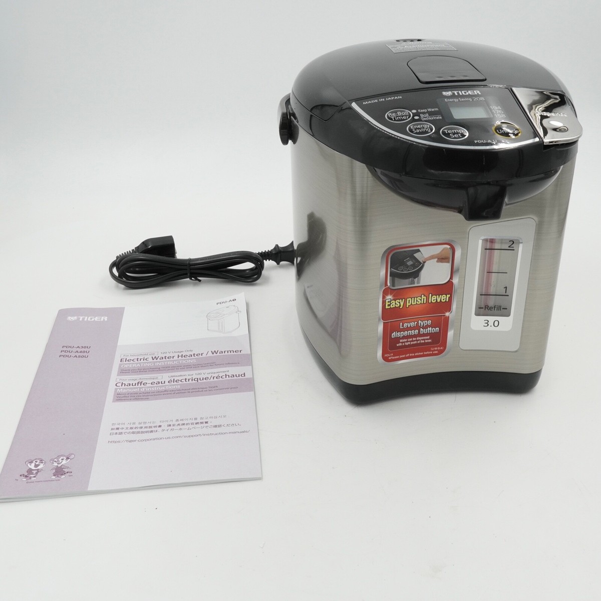 Tiger PDU-A30U Electric Water Heater Warmer 3L Black Microcomputer  Controlled | eBay