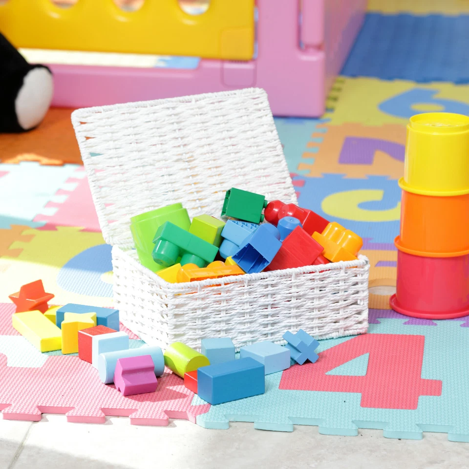 Arpan Hamper Storage Basket White Small Paper Rope Box With Lid - Image 3 of 4