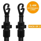 2 X Extending Clothes Prop Washing Line Pole Galvanised Heavy Duty Support 2.4m