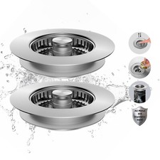 Stainless Steel 3 in 1 Kitchen Sink Drain Strainer trainer Stopper Drain Basket