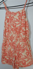 Girl's Old Navy Summer Romper Elastic Waist Thin Straps Orange/Ivory Sz L 10-12