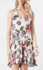 Karen Kane 2L76534 Rose Garden V-Neck Ruffle Hem Drop Waist Shift Dress - $128