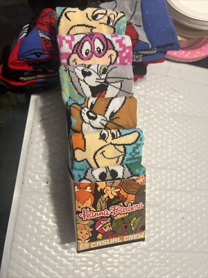 Hanna Barbera Cartoons Socks 6 Pair CREW SOCKS Men Size 8-12 hyp new