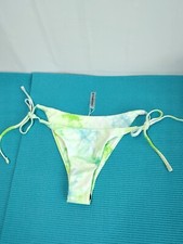 NWOT Zaful Women's String Bikini Bottom Tie Dye Green Neon Size M 6 