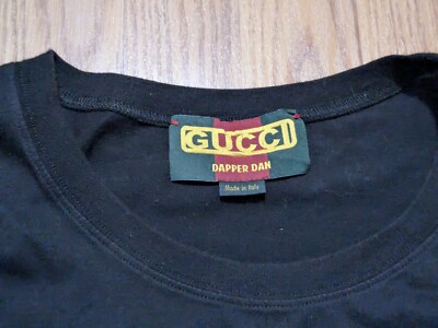 Gucci Dapper Dan Tshirt Gold Black Medium Short Sleeve Cotton 