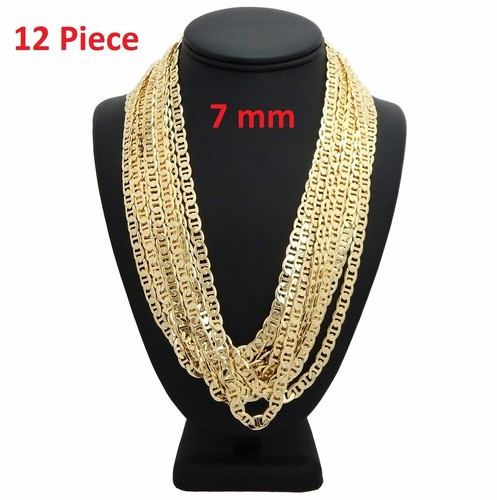 Collar de cadena de eslabones de anclaje Mariner de 12 piezas de 7 mm 20" 24" 30" oro 14K PL al por mayor  - Imagen 1 de 5