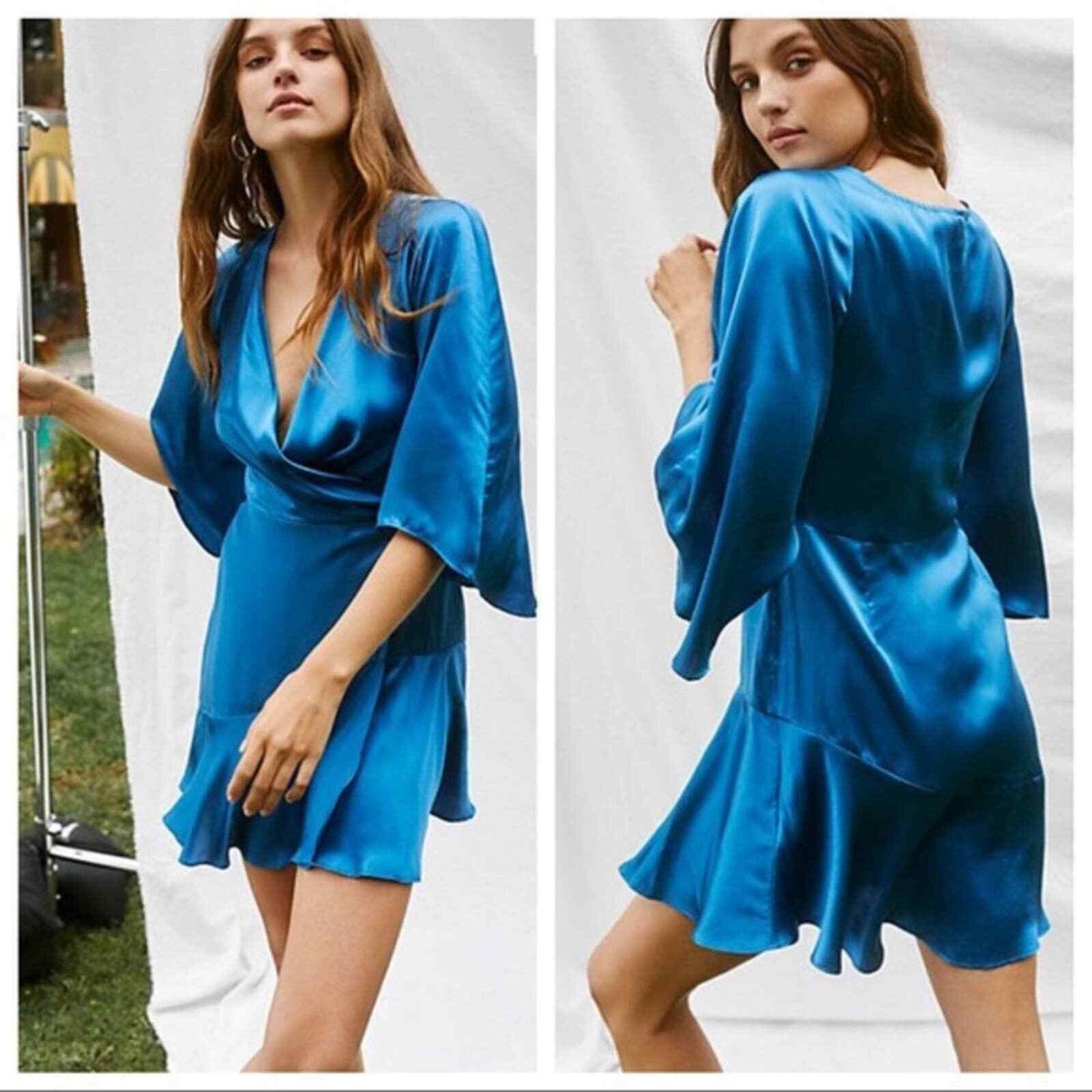 knee length dresses for ladies Free People All My Love Wrap Shine Mini Dress In Black Satin  Shop Hearts