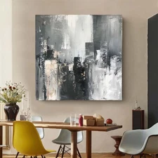 Abstract Canvas Painting Oil Painting Black city  Abstract Wall Art