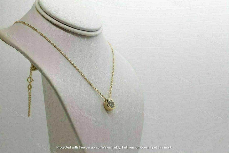2.00Ct Round Diamond Solitaire Bezel Set Pendant Necklace 14K Yellow Gold Finish - Image 3 of 4