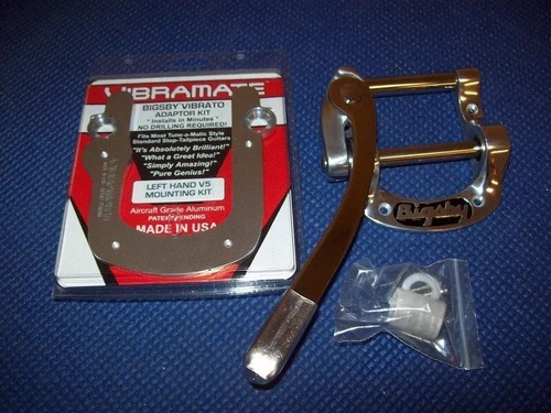 NEW LEFT-HANDED Bigsby B5 w/ LH V5 Vibramate Quick Mount Kit, POLISHED ALUMINUM