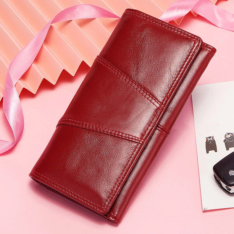 Portafoglio Donna Grande Elegante Vera Pelle Protezione RFID Portamonete Piccolo - Immagine 4 di 4