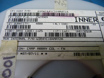 AVX  W3A4YC104MAT2A Qty of 1300 per Lot Cap Ceramic Array 0 1uF 16V X7R 20  0612