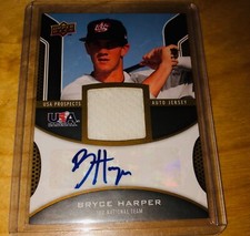 Bryce Harper 2009 Upper Deck USA Baseball Numbered Rookie Card Auto Jersey A