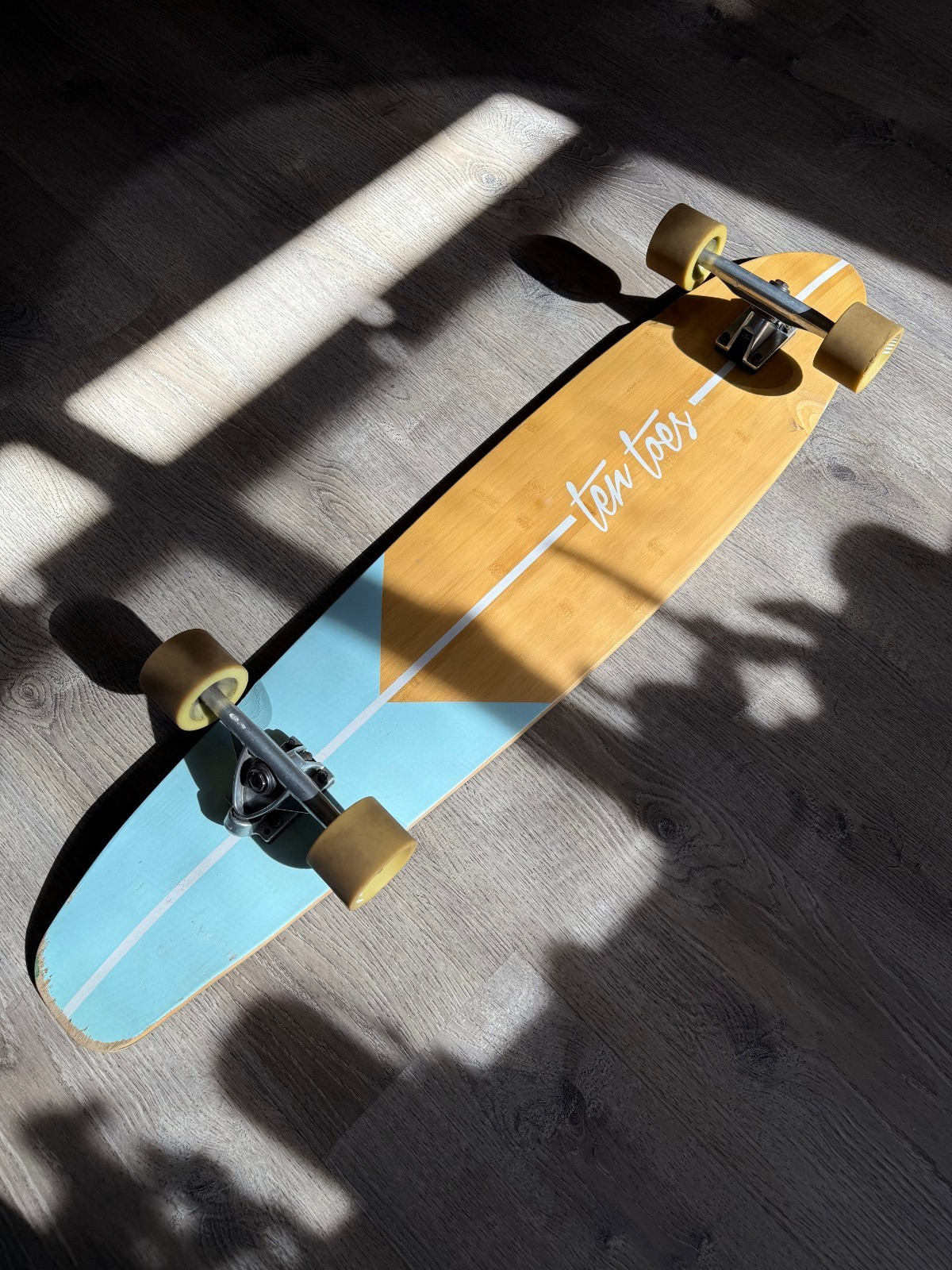 Ten Toes Beige Patterned Bamboo Cruiser Longboard 44in Skate