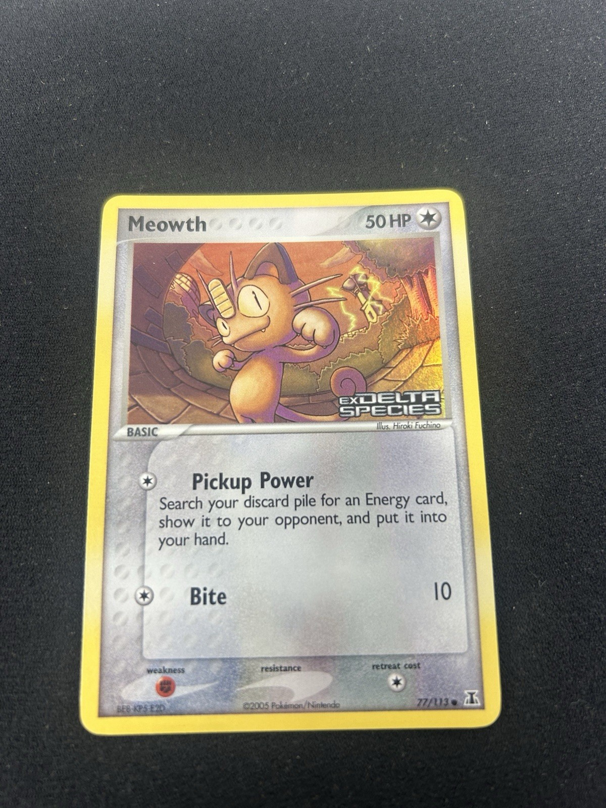 Meowth 77/113 EX Delta Species Stamped Reverse Holo Pokemon 2005