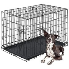 Dog Crate for Large Dogs 42 Inch Folding Metal WirePet Cage Double Door W/Div...