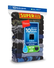 Hanes Boys Boxer Briefs 10-Pack ComfortSoft Waistband Printed Tagless Breathable